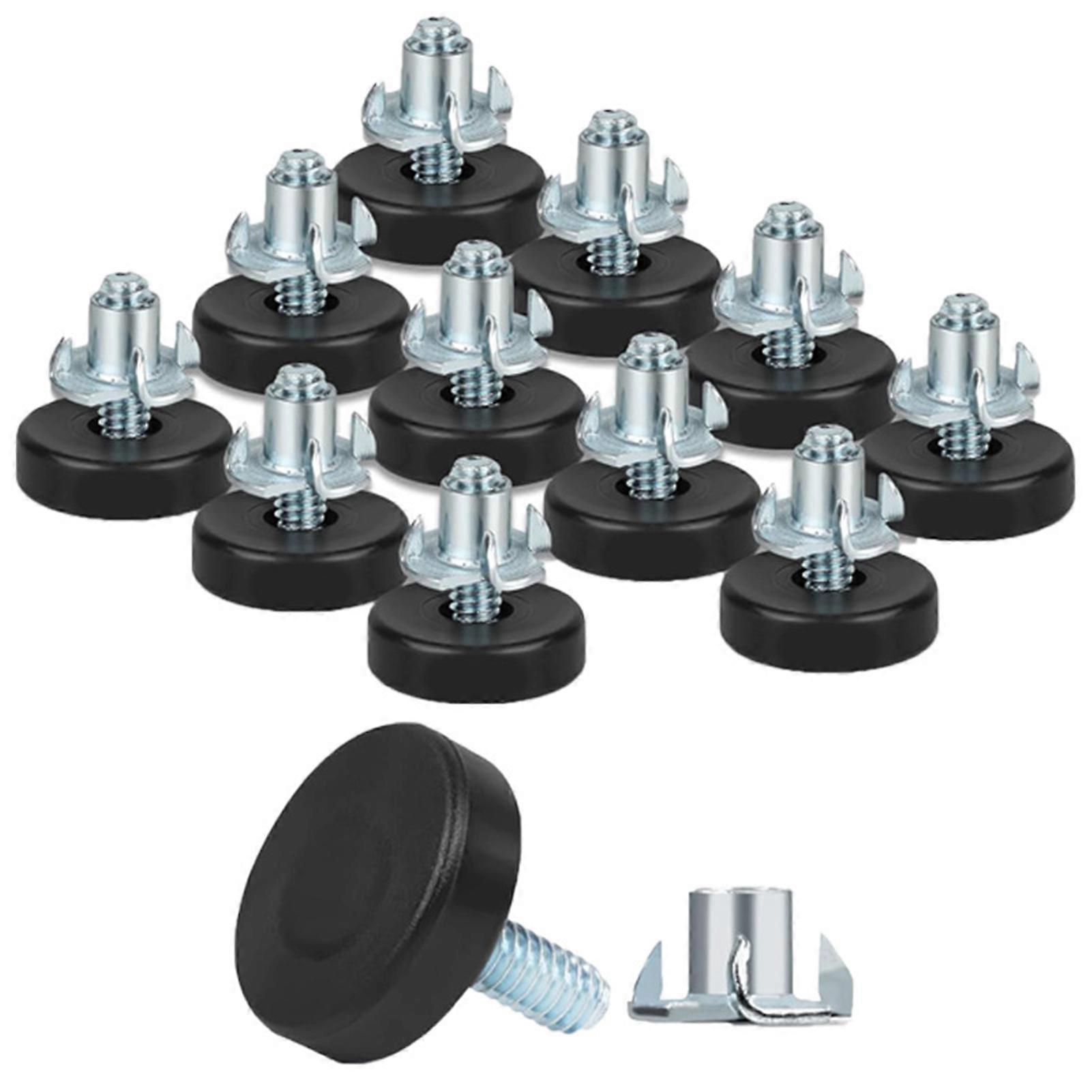 12Pcs Universal Furniture Leveling Feet with T-Nuts Strong Load-bearing Thread Adjustable Levelers Cabinet Chair Table Feet