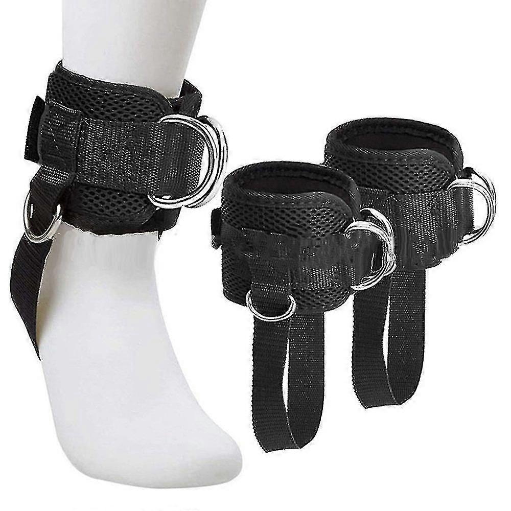 2 Pack Adjustable Ankle Straps For Cable Machine Gym Ankle Straps Double D Ring Ankle Cuffs