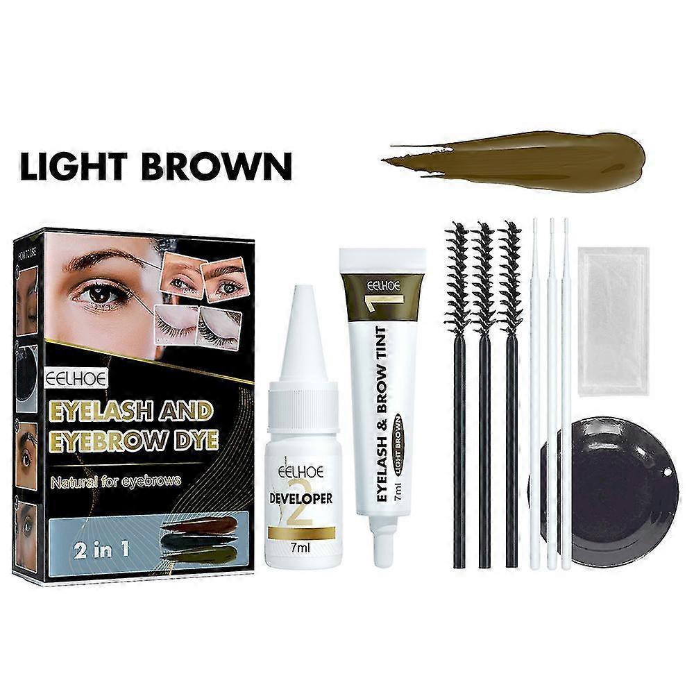 Natural Black/brown/light Brown 2 In 1 Eyelash And Eyebrow Tint Dye Kit