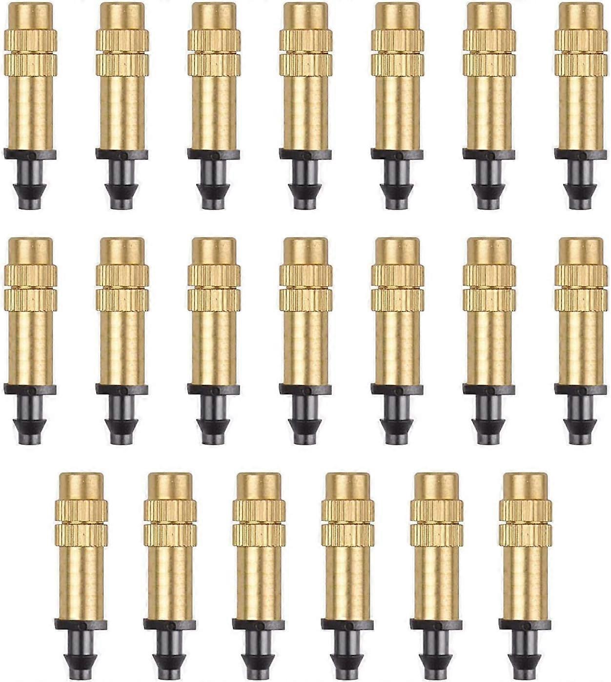 20 Brass Mist Nozzles, Adjustable Copper Atomizing Nozzle Drip Irrigation Sprayer