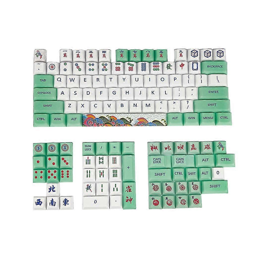 Pbt Mahjong Keycap Cherry Profile 127 Keys Dye-sub Keycaps For Gk61 64 84 Tkl87