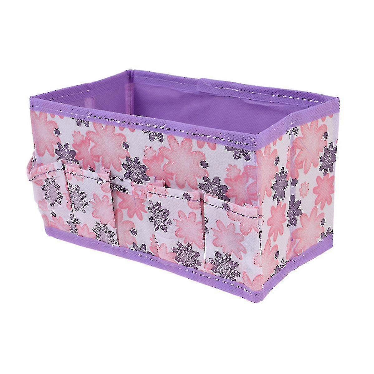 Multifunction Foldable Makeup Cosmetics Storage Box Flower Pattern Jewelry Case Container Sundries Organizer