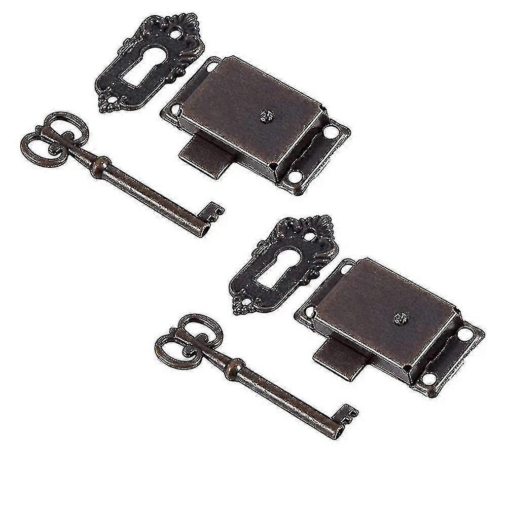 2個のキャビネットロックアンティークロック装飾家具ロックキー付き、赤い緑青A