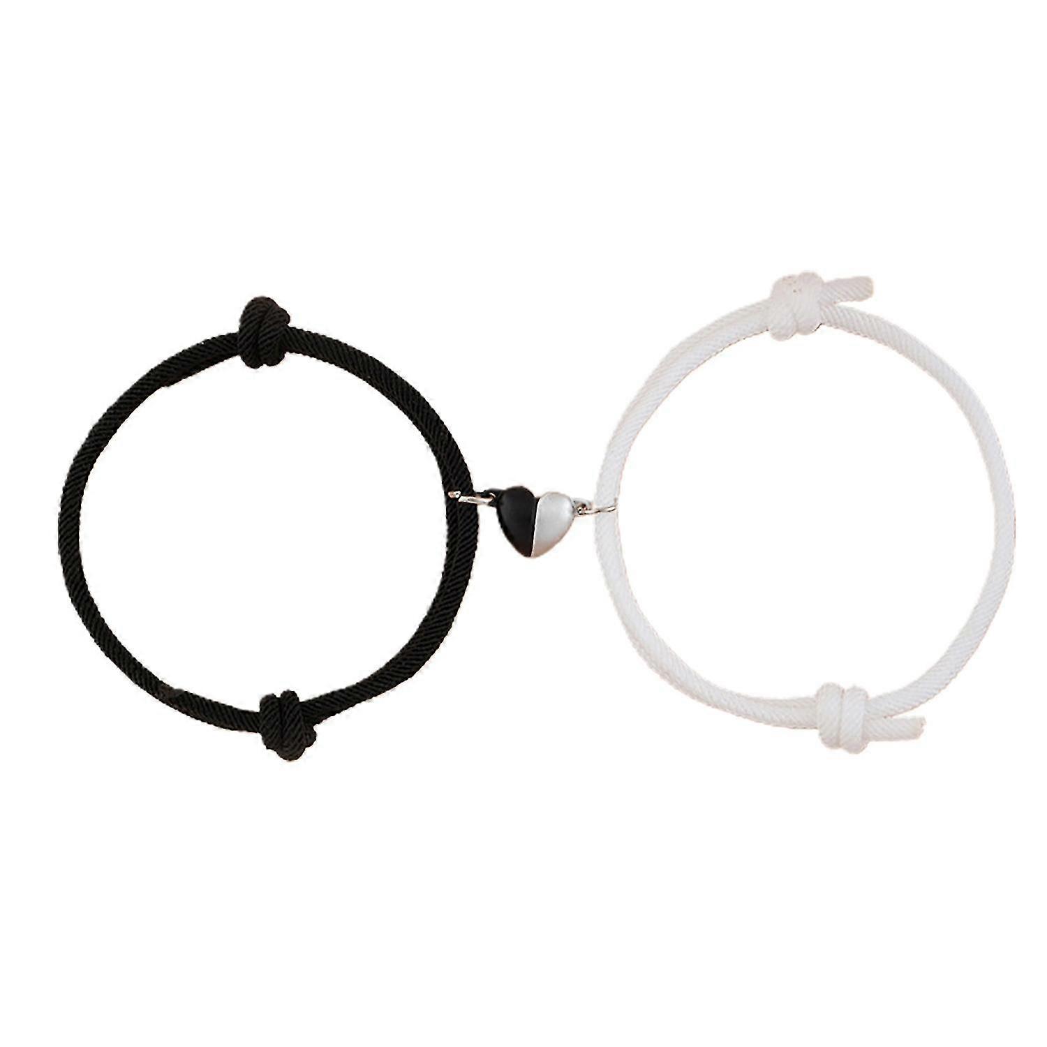 2Pcs Attractive Bracelet Perfect Gifts Alloy Exquisite Magnetic Heart Couple Hand Chain
