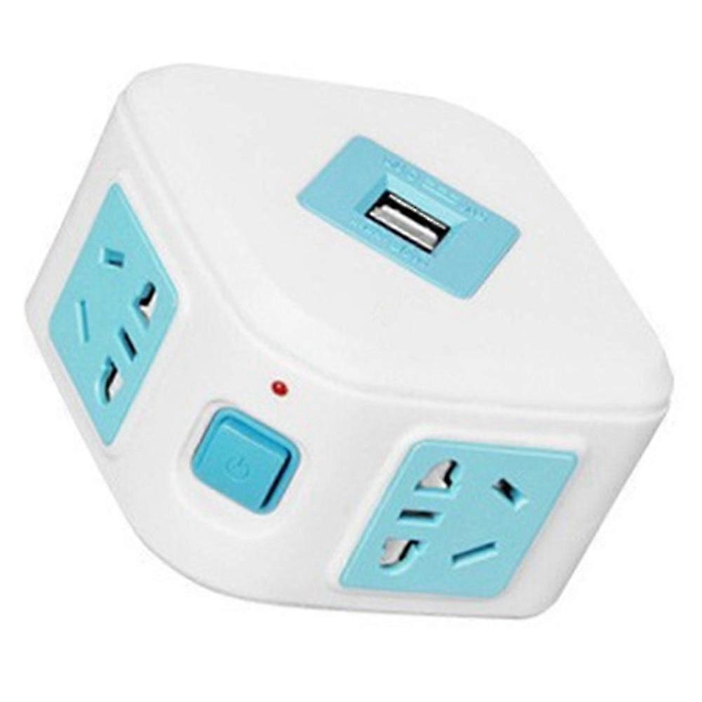 Smart Socket Plug-in Power Strip Multi-function One-turn Five-hole Conversion Socket Strip Blue Us Plug