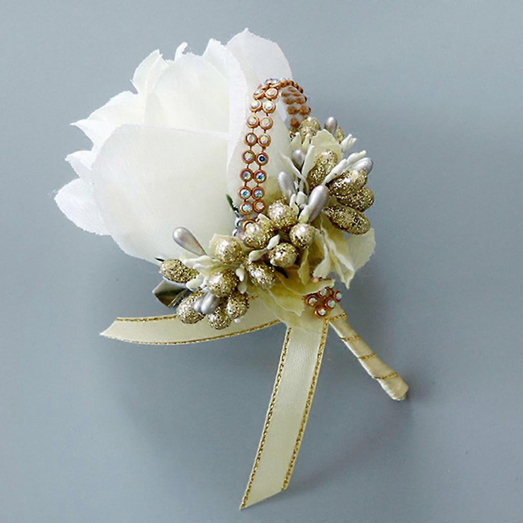 1 قطعة نساء رجال زفاف اصطناعي روز زهرة بروش باقة صدار بريق الرون