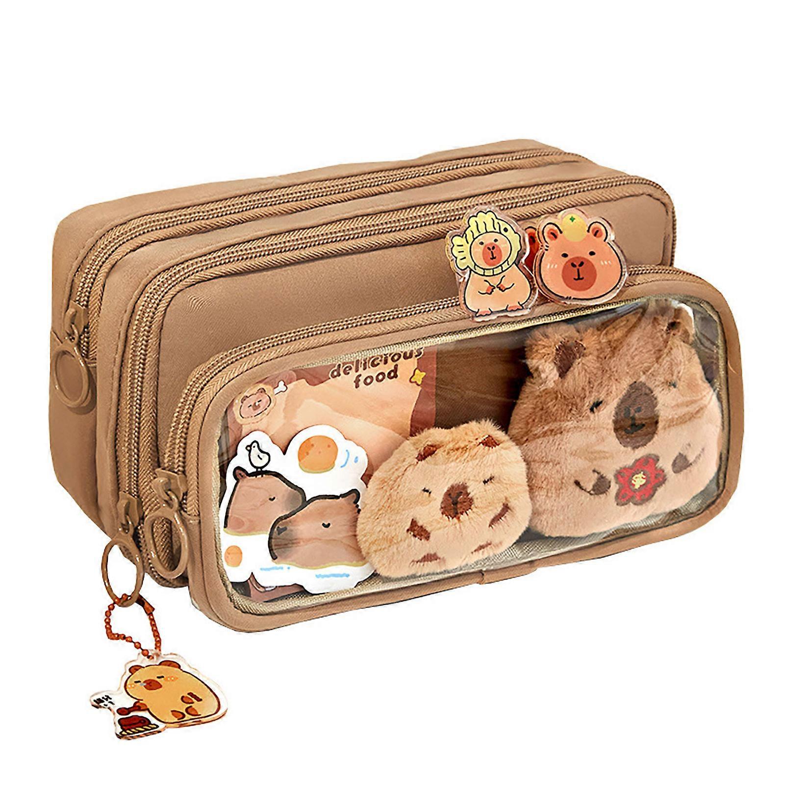 Pencil Case with Detachable Design Multi Layers Clear Window Pen Organizer Large Capacity Stationery Holder