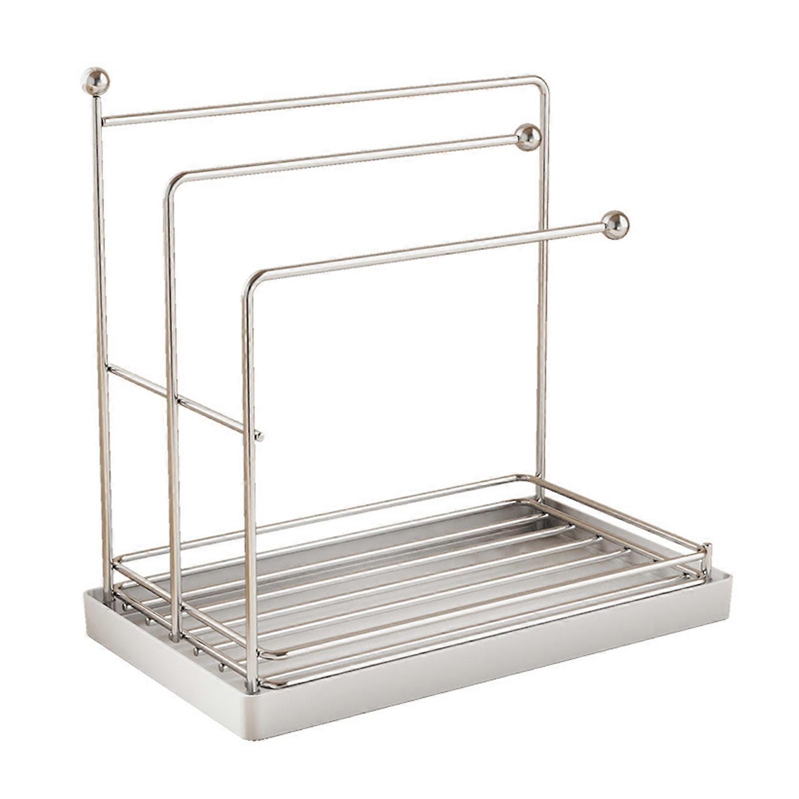 Lavello Caddy Portastrofinacci in acciaio inox con vassoio di scarico Supporto in spugna antiruggine resistente alla corrosione Supporto per lavello da cucina Supporto per appoggio