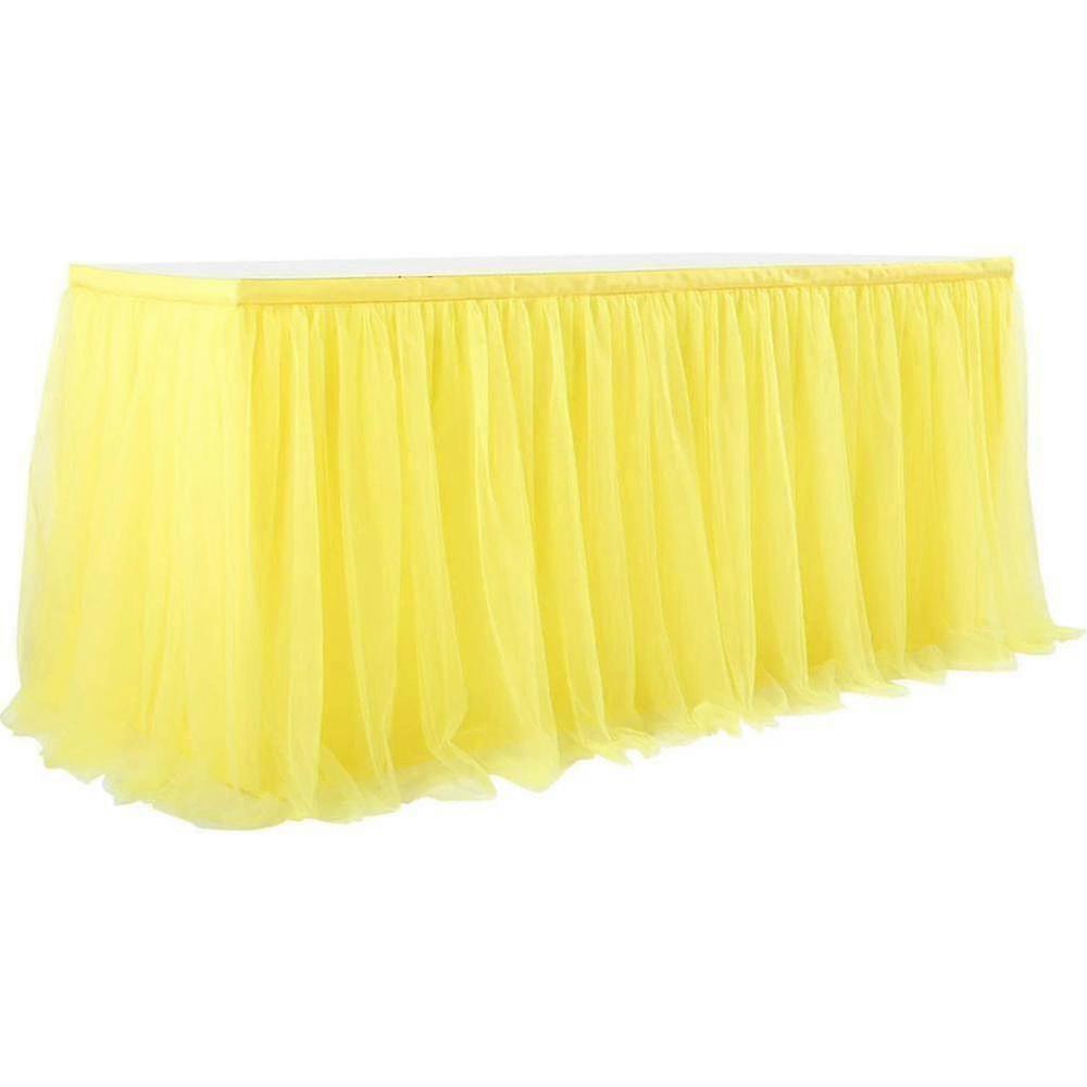 Tulle Jupe de table pour rectangle ou tables rondes Tutu Table Jupe Blanc Ruffle Nappe Pour Mariage Douche Baptême Anniversaire Baptême