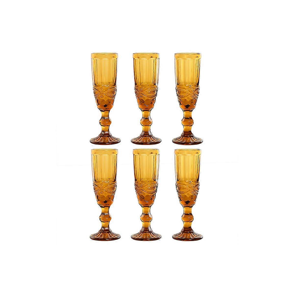 Set of cups Home ESPRIT Amber Crystal 150 ml (6 Units)