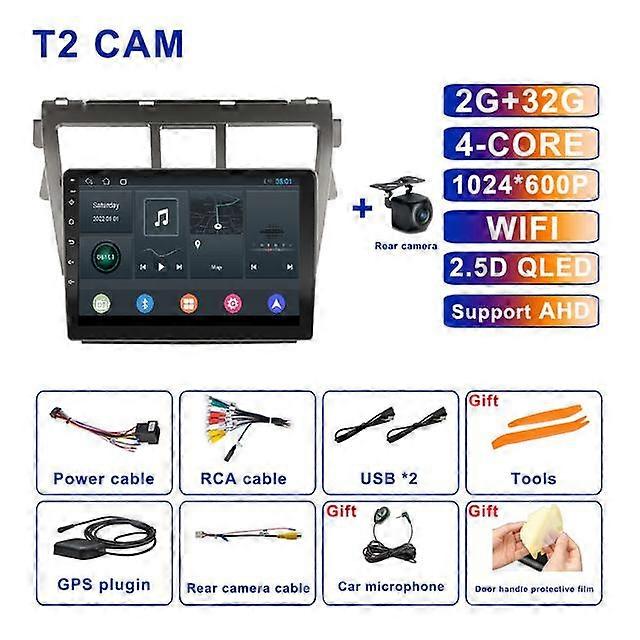 9 Inch Android 11 For Toyota Vios 2 Yaris 2007 - 2013 Car Radio 4G LTE Navigation GPS Multimedia Player Wireless Carplay Auto BT