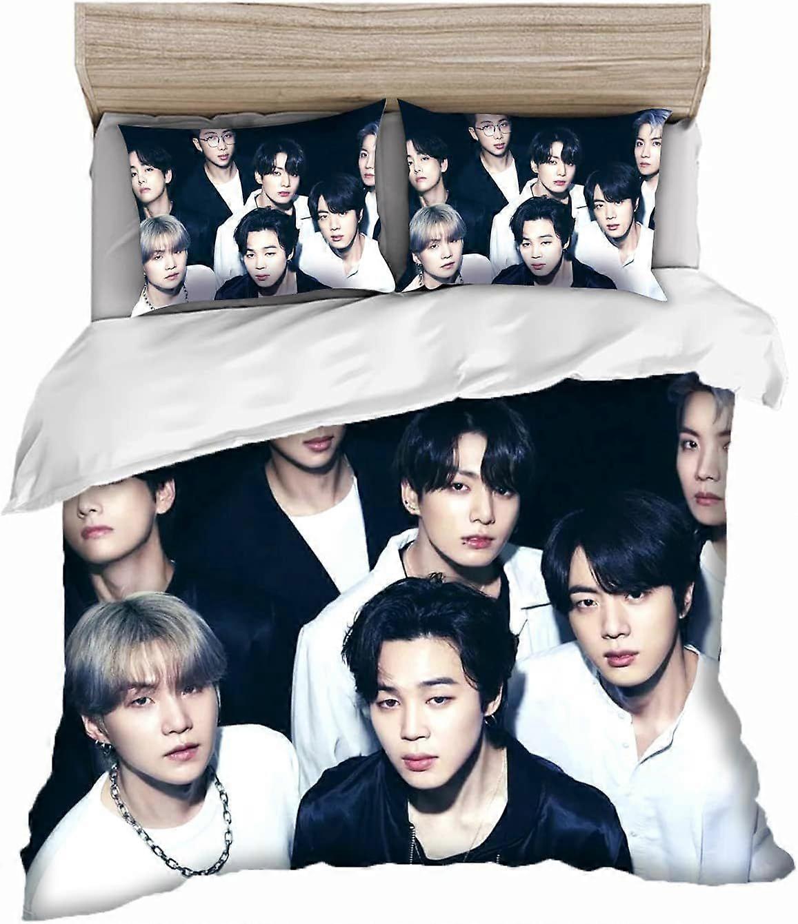 BTS Bangtan Boys Sängkläder Set D med örngott Mikrofiber Lämplig för pojkar och flickor Flerfärgad