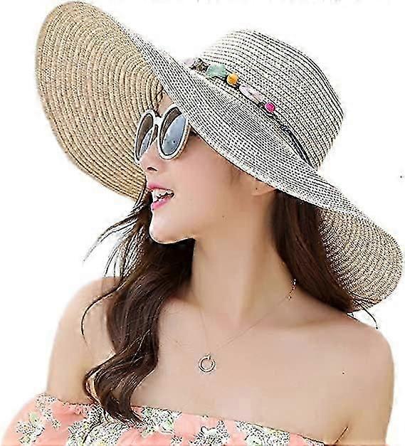 Kvinder Foldbar Solhat Bredkant Stråhat UPF 50+blå