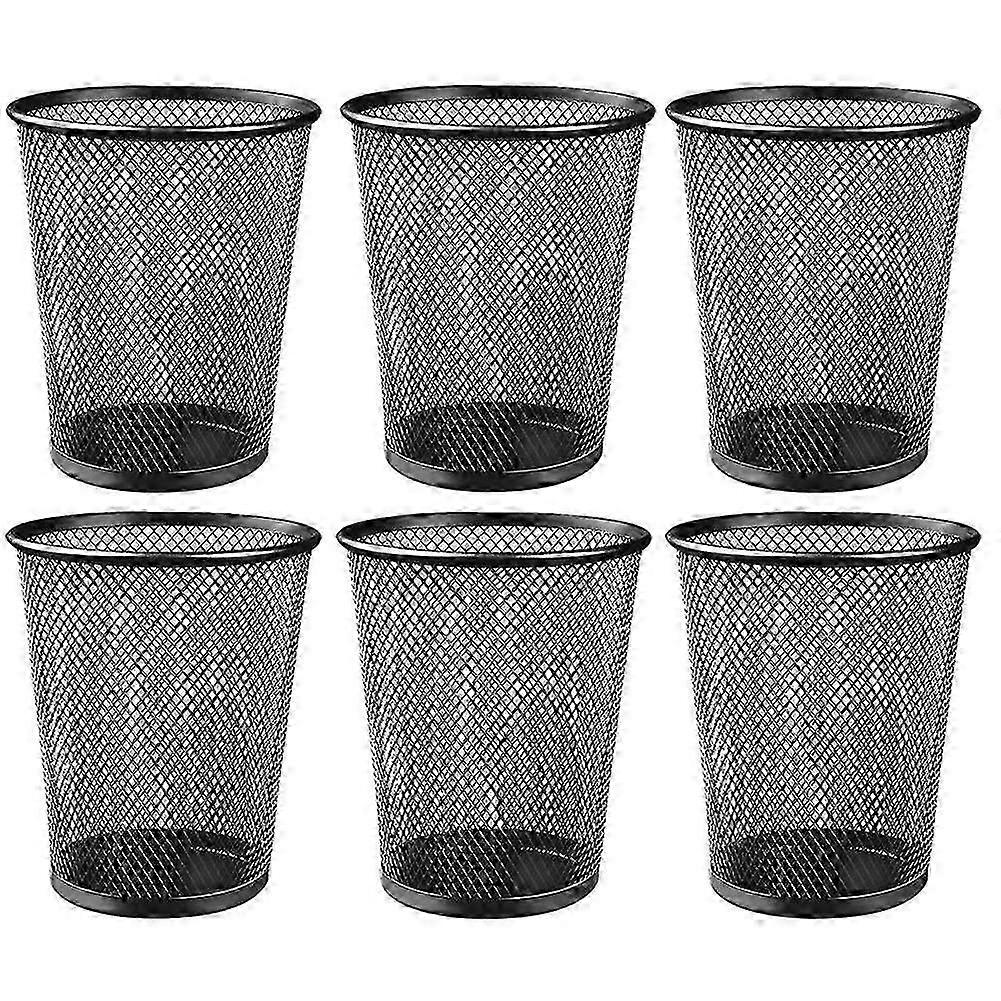 5.4 Polegadas X 4.35 Polegadas Porta-lápis para Mesa 6 Pack Grande Malha Metal Caneta Copo Lápis Cups(preto)