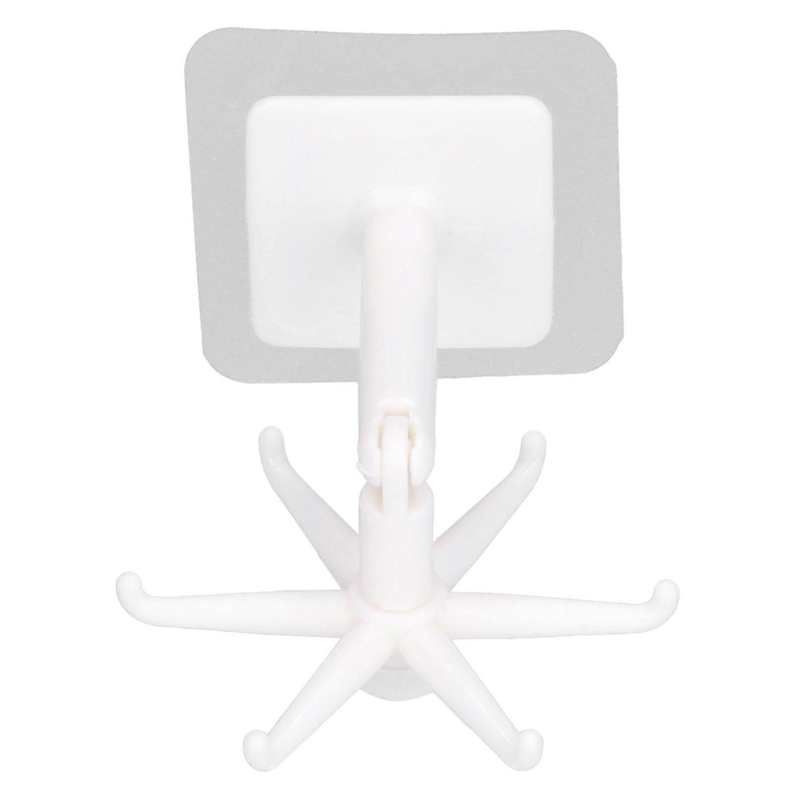 No Punch Unique Shape Hook Rotatable Storage Holder Wall Hanger for Home Bathroom(White )