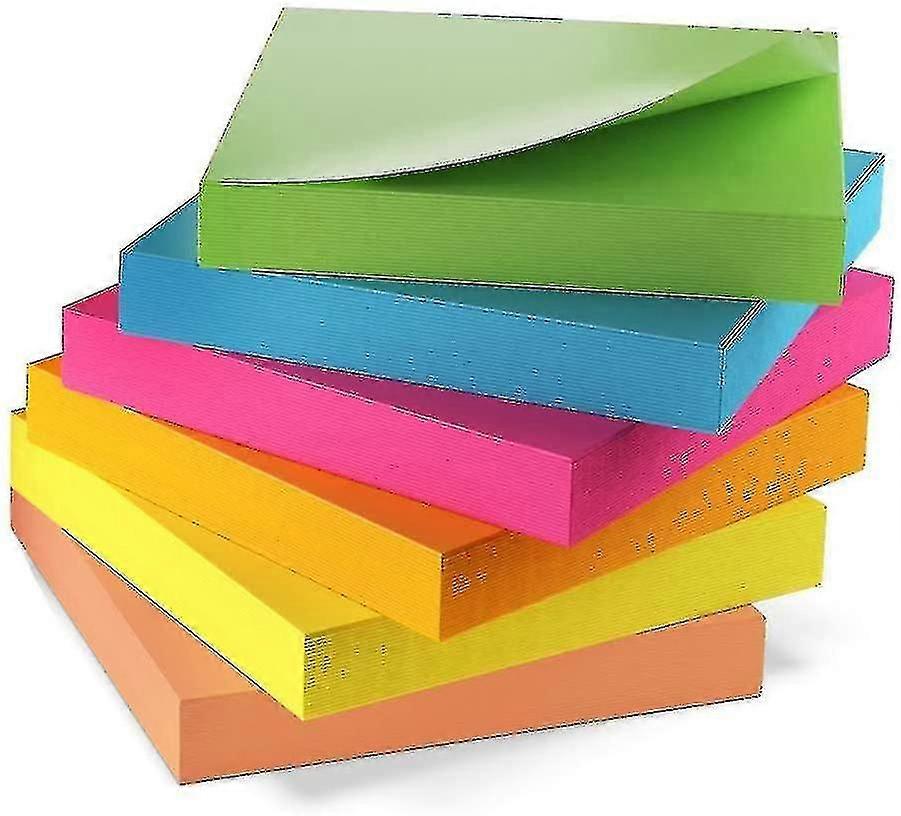 Sticky Notes 3x3 Inches, Bright Colorful Stickies, 6 Pads 600 Sheets Total, Strong Self-stick Notes, 6 Co
