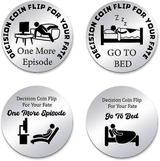 2pcs Decision Maker Coin Funny Destiny Flip Coin One More Episode Coin Go to Bed Challenge Coin Double-Sided Decision Coin Flip Coin for TV Lovers Dau