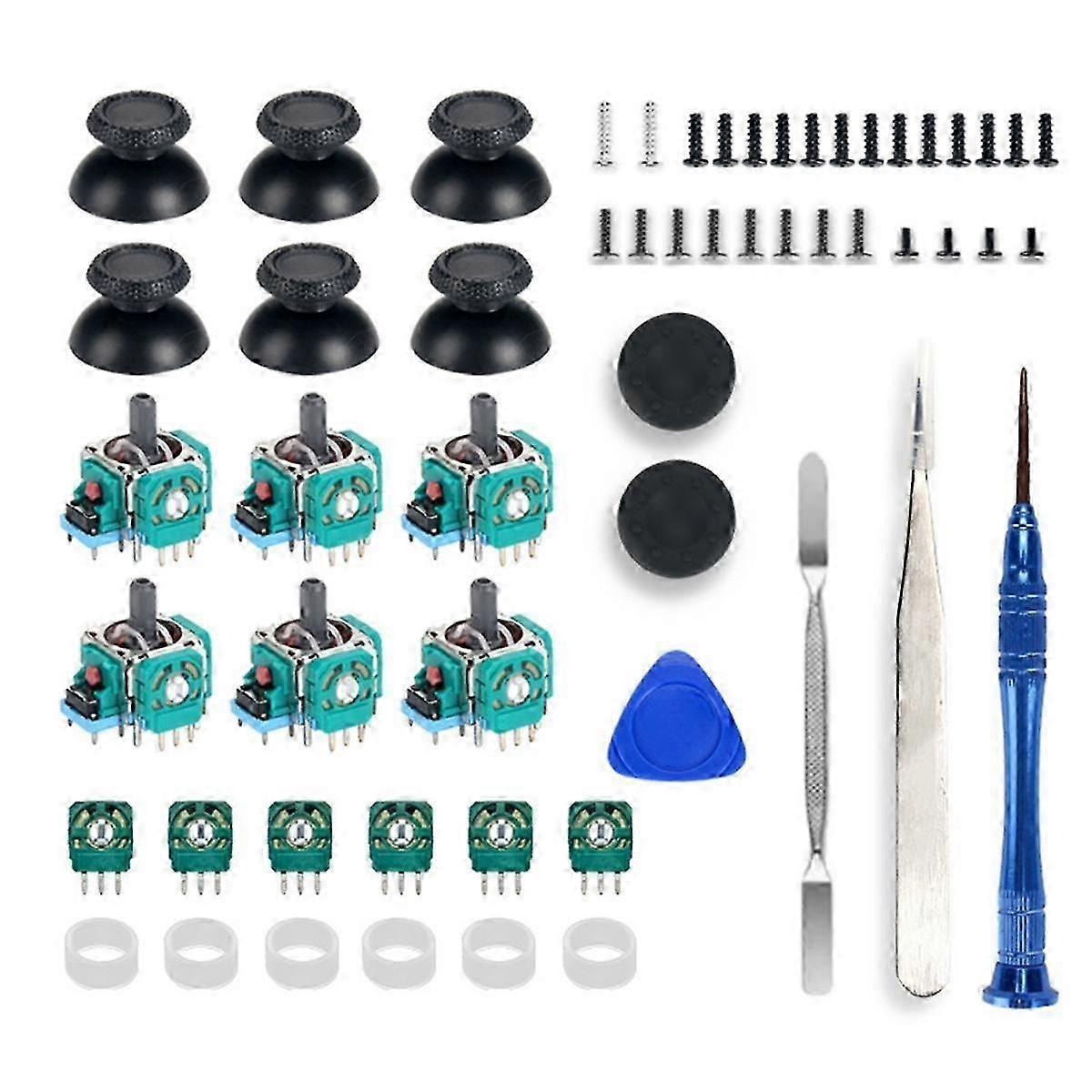 6pcs Analog Joystick With 6 Sensor Module For 3d Analog Joystick Potentiometer+joystick Caps Repair Kit