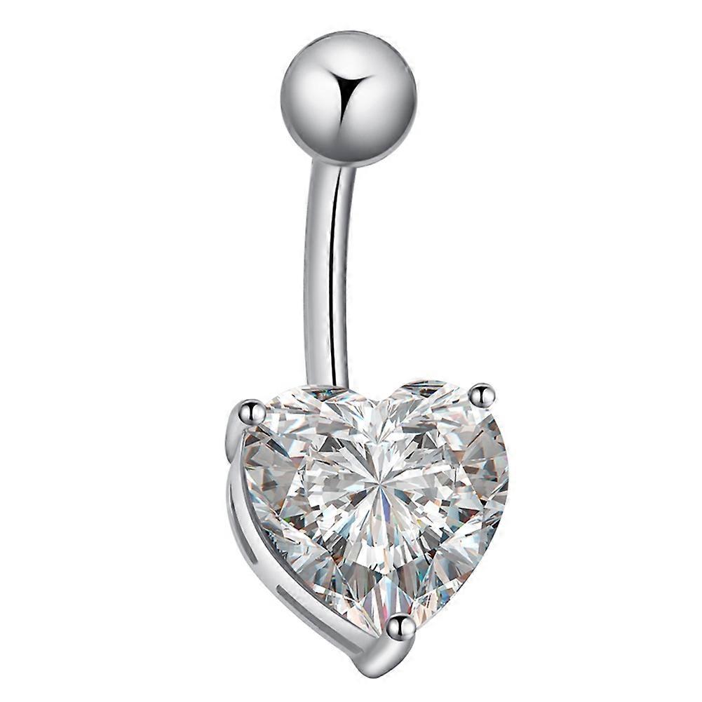 Alloy Belly Button Ring Shining Rhinestone Body Piercing Bar Accessory (Silver+White)