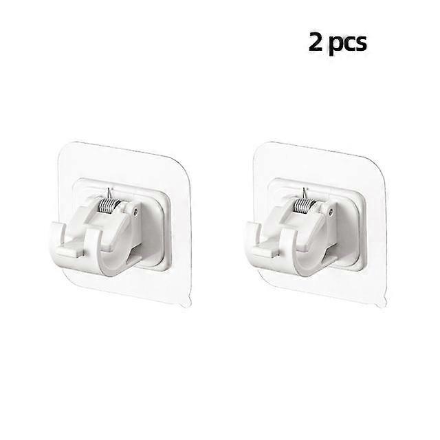 2pcs Nail-Free Adjustable Curtain Rod Holder Clamp Hooks Rod Bracket Holders Adhesive Wall Curtain Fixed Clip Hanging Rack Hook