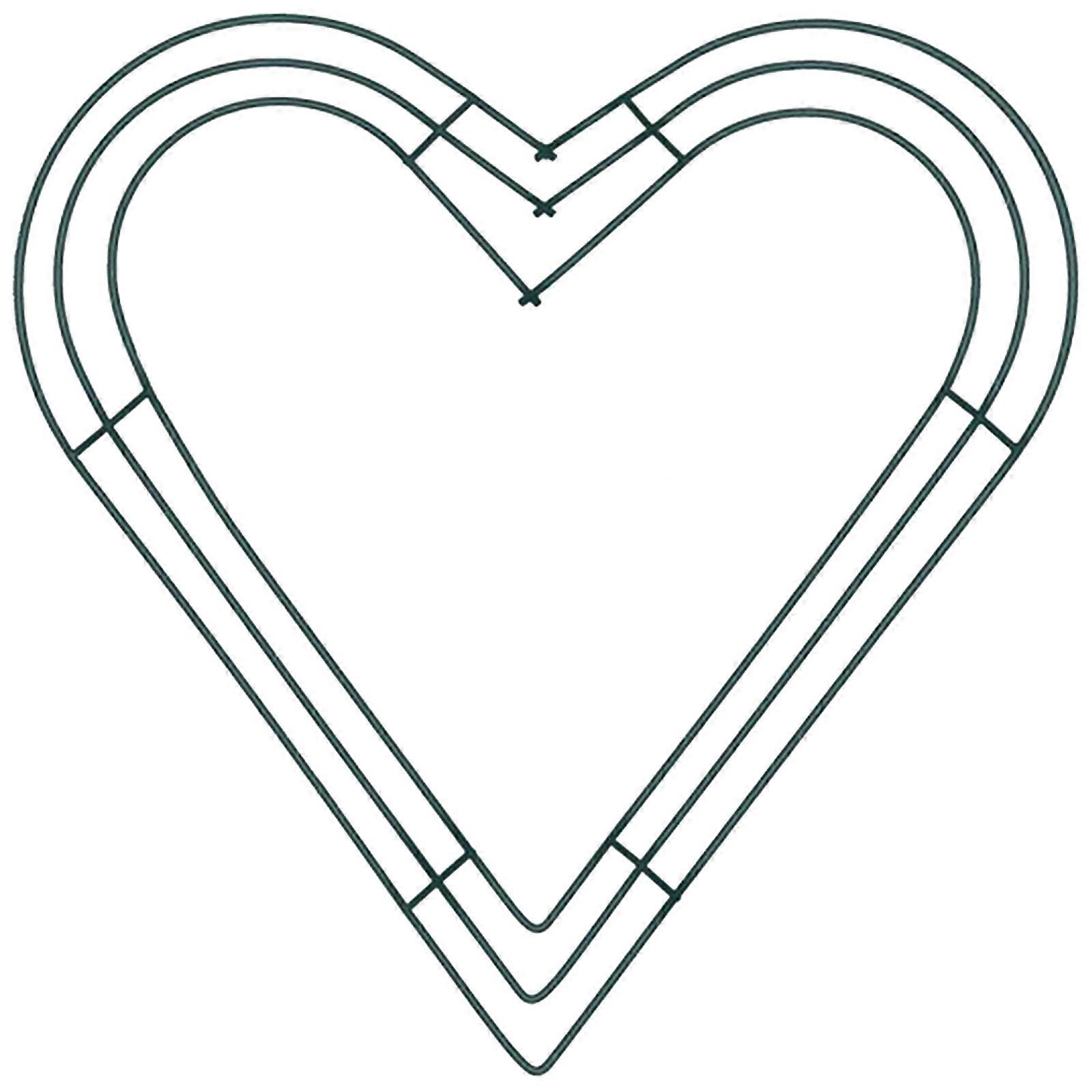 Metal Wreath Frame in 30/35cm Heart Shape Form for Flower Arrangements and Home Decoration Projects 35/30cm Black/Green  Green 35CM