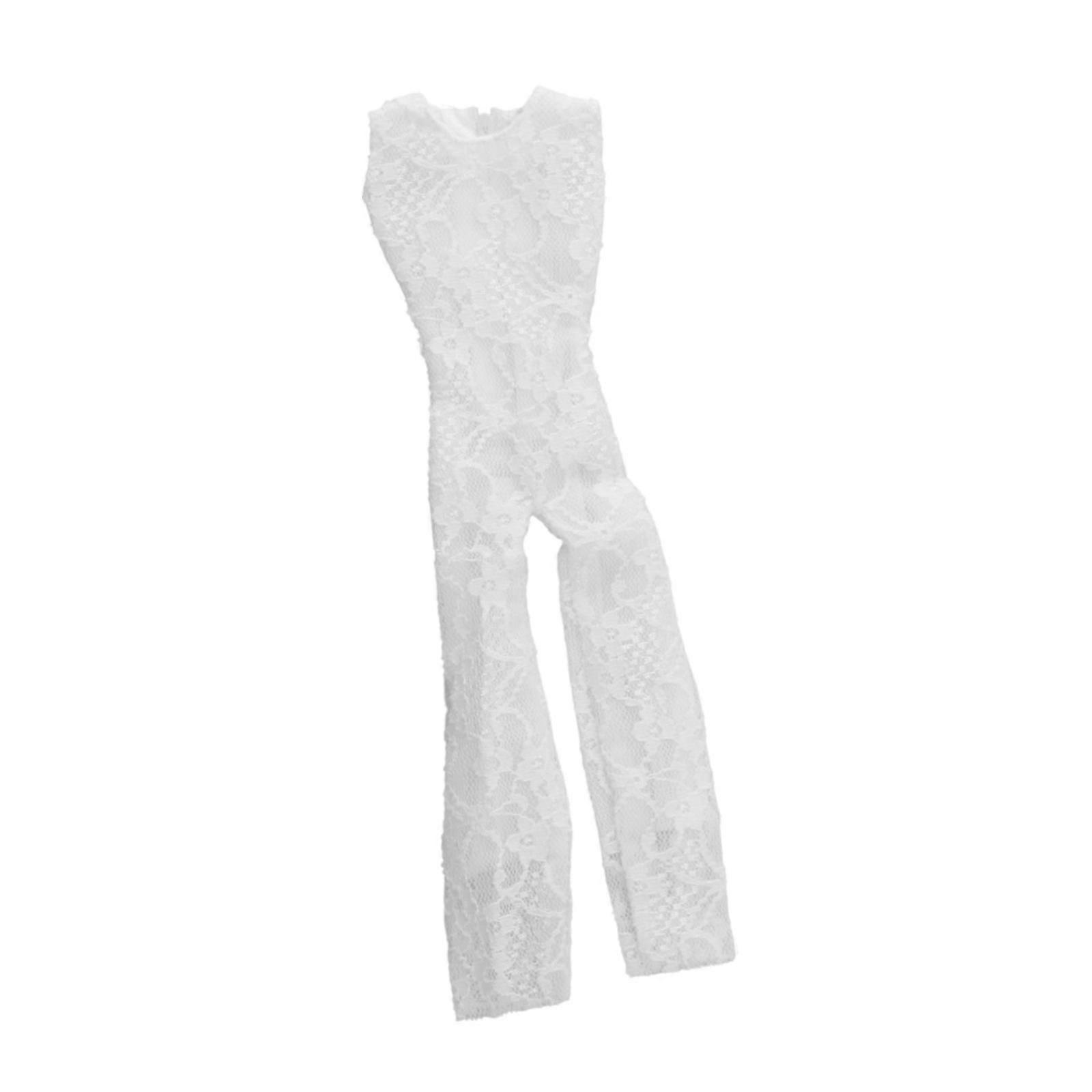 1/6 Female Figure Sleeveless Lace Jumpsuit for 12'' Womans Figure Doll Accs white