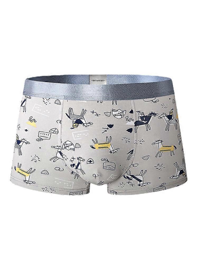 Mens Funny Cartoon Print Breathable Skinny Fit Thin U Convex Pouch Boxers