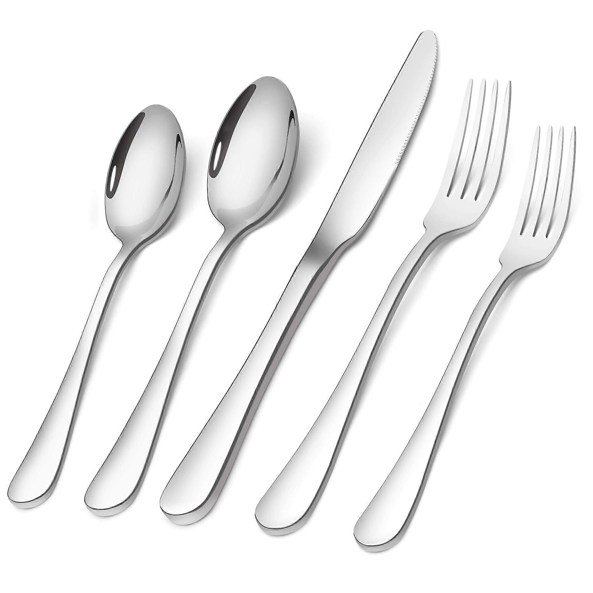 20-Piece Stainless Steel Flatware Set - Dishwasher-Safe Utensils for Home and Restaurant Use, Modern Design, Durable Quality