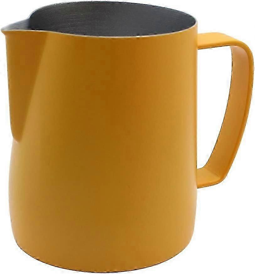 Stainless Steel Frothing Pitcher Jug Steaming Pitcher Suitable for Coffee, Latte and Frothing Milk 350ml Yellow