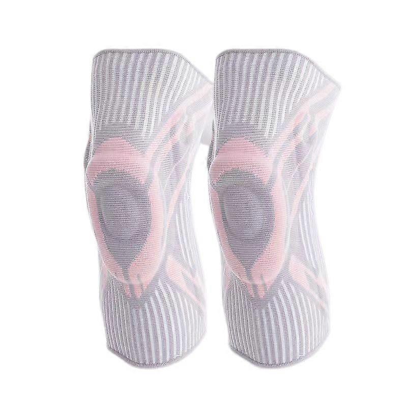 A Pair Knee Compression Sleeve Support for Men Women with Patella Gel Pads & Side Stabilizers,Medical Grade Knee Pads for Running-Grey L