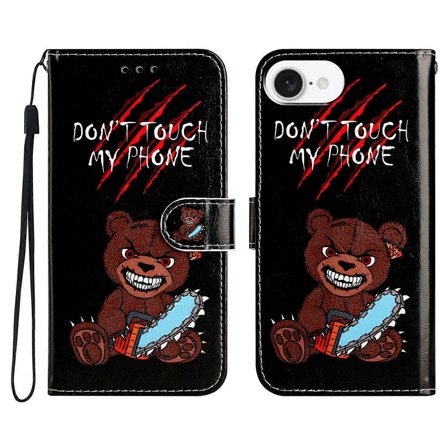 For iPhone 16e Wallet Case Printed Pattern Design Leather Phone Cover