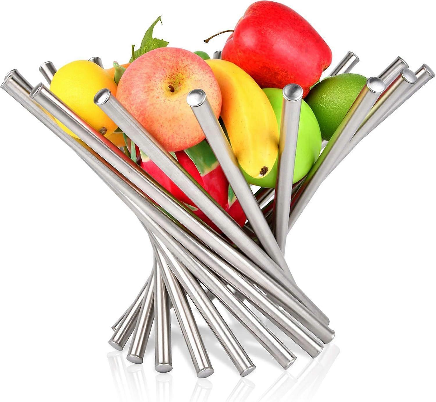 Artistic Stainless Steel Rotation Fruit Bowl, Unique Design for Displaying & Keeping Fruit Fresh Longer, Multifunctional Table Centerpiece Decorative