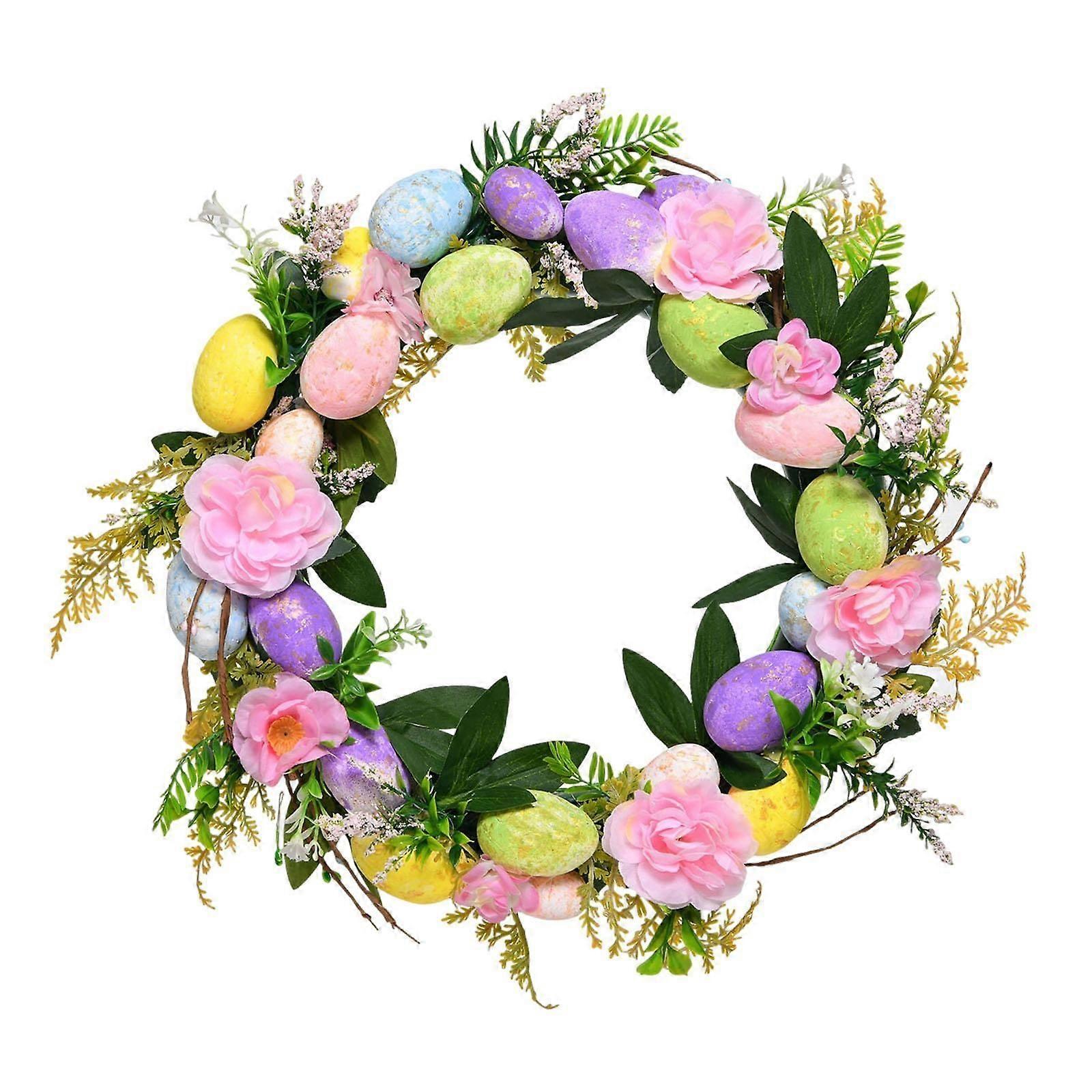Easter Wreath Decorative Artificial Flower Wreath Round 45cm Holiday Garland