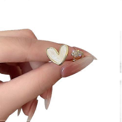 Κορεάτικα Fashion Shell Love Heart Zircon Rings για τις γυναίκες Εξαιρετικό μαργαριτάρι λουλούδι ανοιχτό δάχτυλο δαχτυλίδι κορίτσια μινιμαλιστικό ασυνήθιστο κοσμήματα