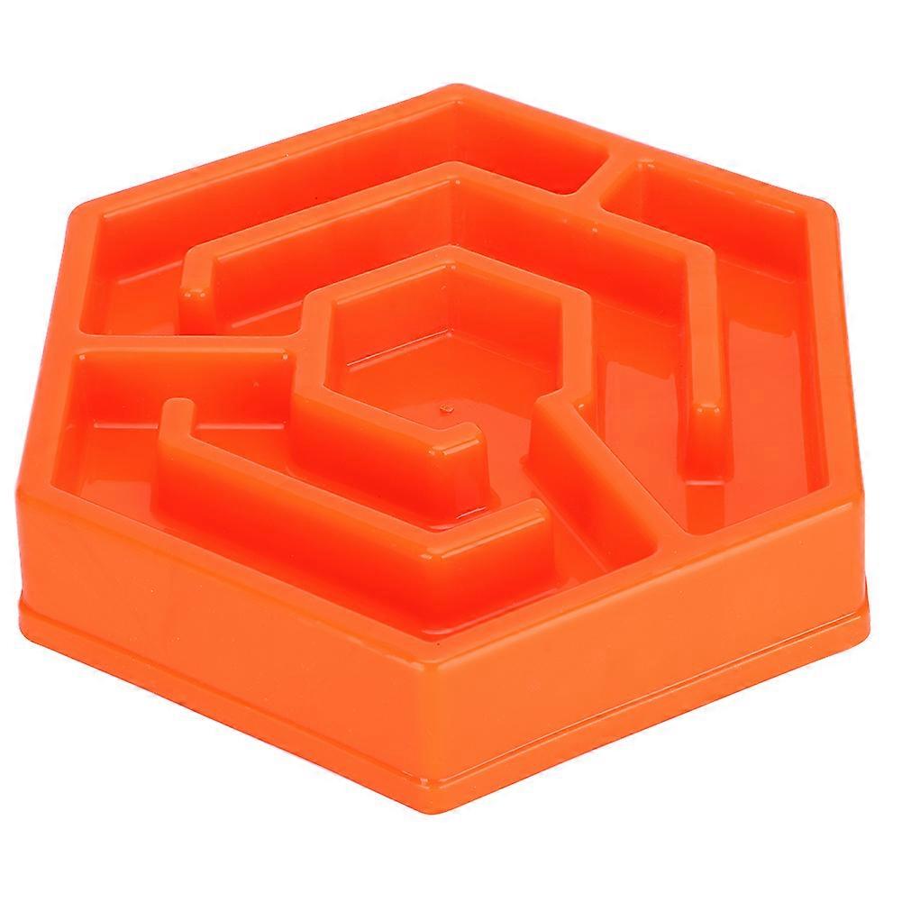 Anti-Choke Dog Cat Feeding Bowl - Hexagonal Slow Feeder for Dogs and Cats, Orange, Non-Slip Design, 12 oz Capacity