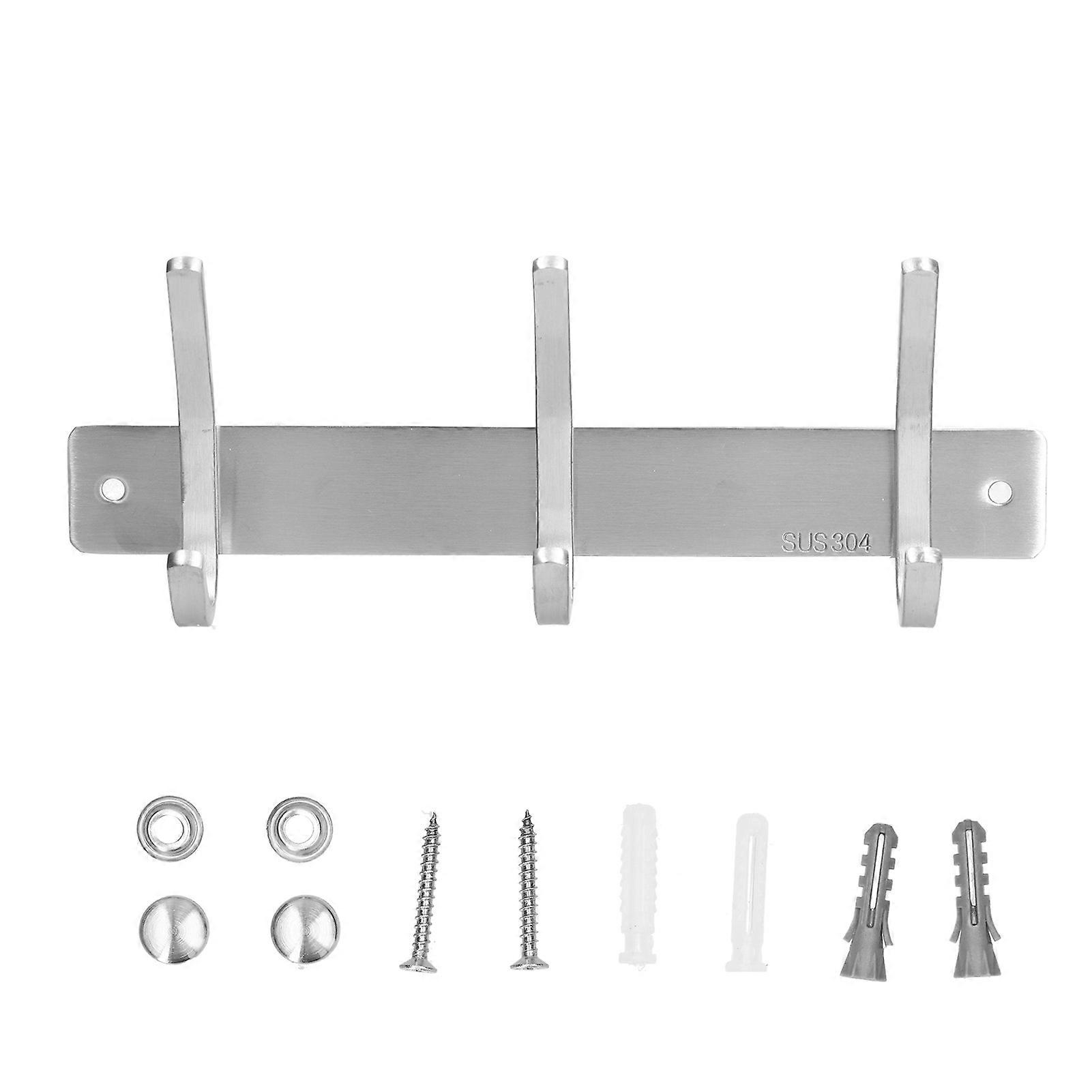 Wall Mounted Kitchen Hanger with 3 Hooks, 304 Stainless Steel Cloth Hook for Bathroom and Kitchen Storage