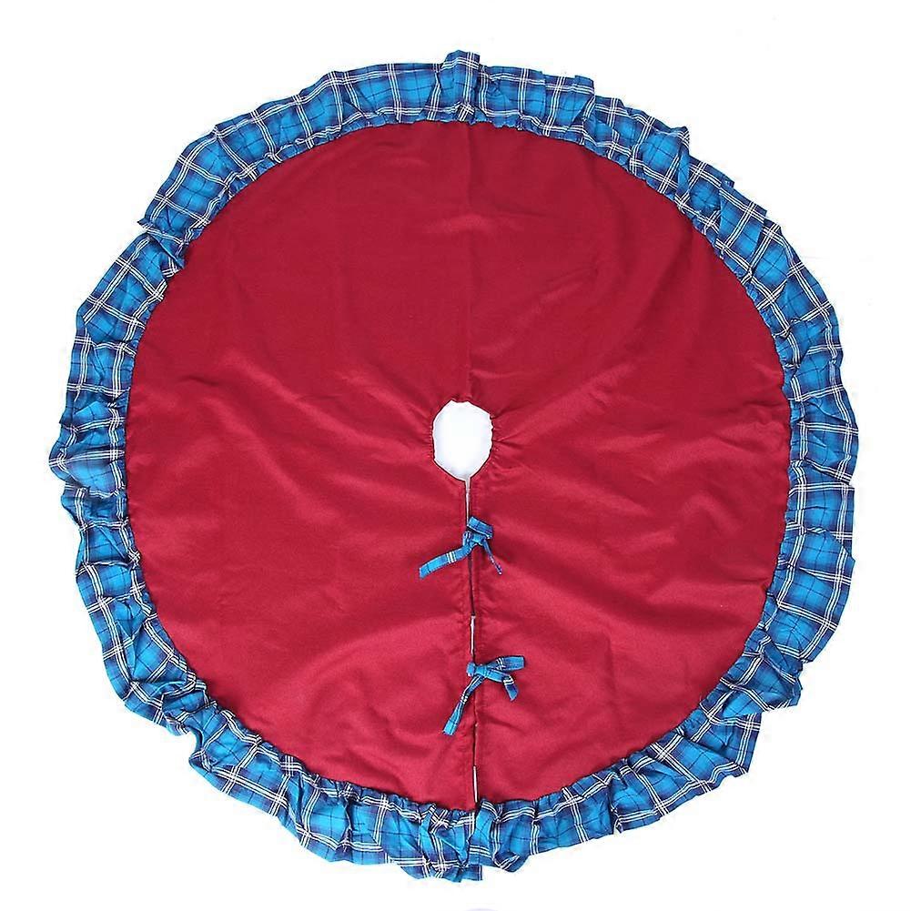 Home Party Double Layer Christmas Tree Skirt Mat Decoration Cloth - 48 Inch Fabric Xmas Tree Mat in Red and Green