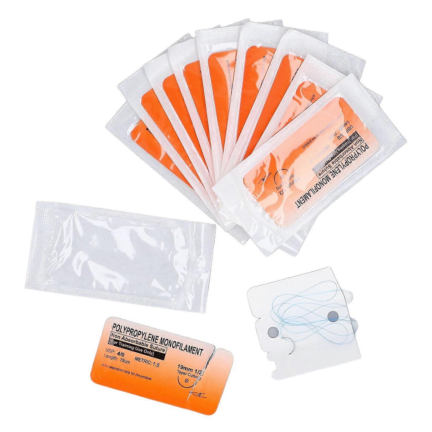 10 Bags Practice Sutures Thread with Needle Prevent Breakage Polyester Suture Kit for Biology Classe