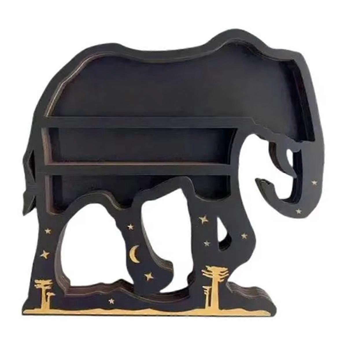 Elephant Crystal Wall Rack Wooden Wall Rack Crystal Display Storage Rack Hanging Floating Rack