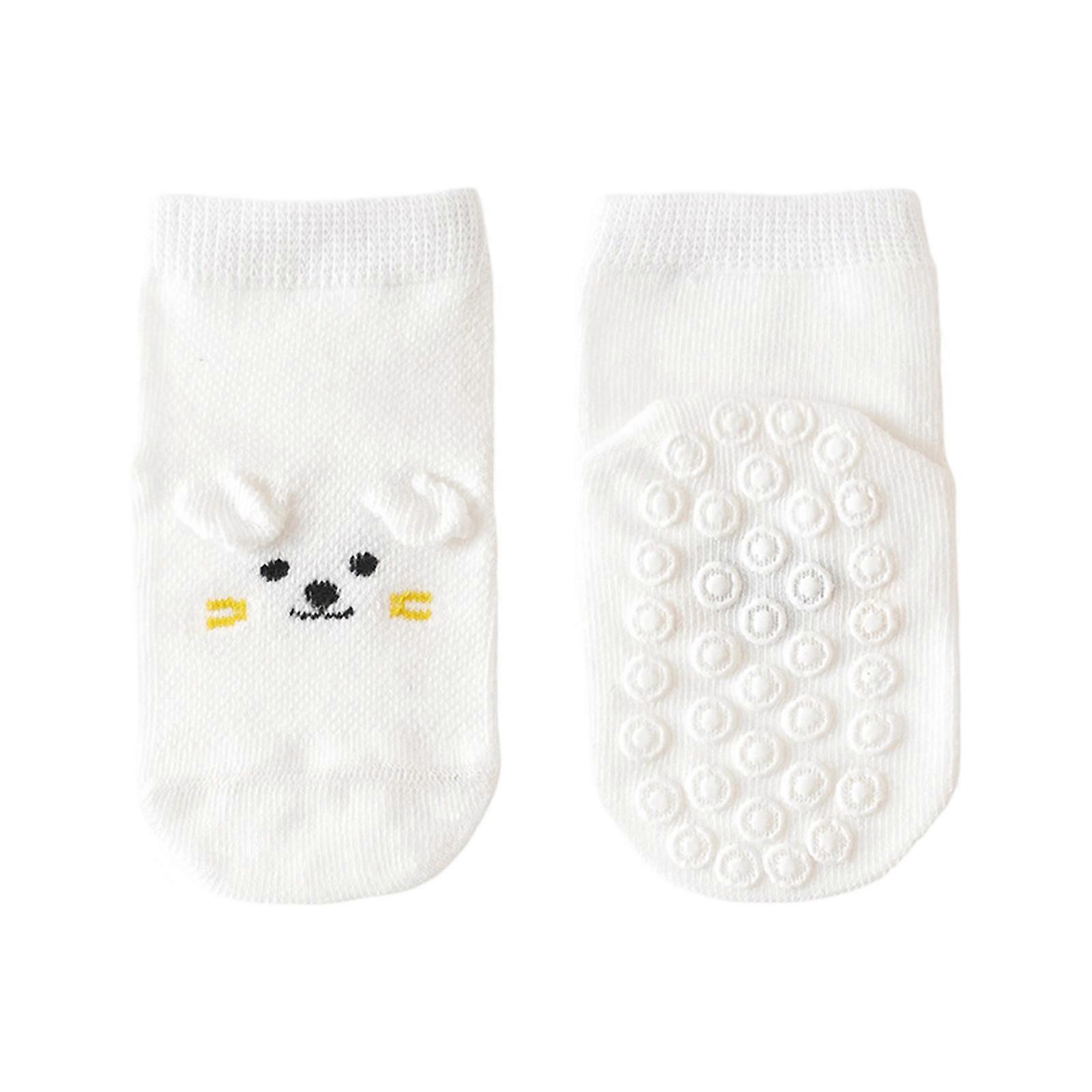 High Elastic Grip Strumpor Baby Ankelstrumpor Andningsfunktion Vår Bomull Crew Strumpor Anti Skid Soles för flickor Pojkar 0-5 år Vit S