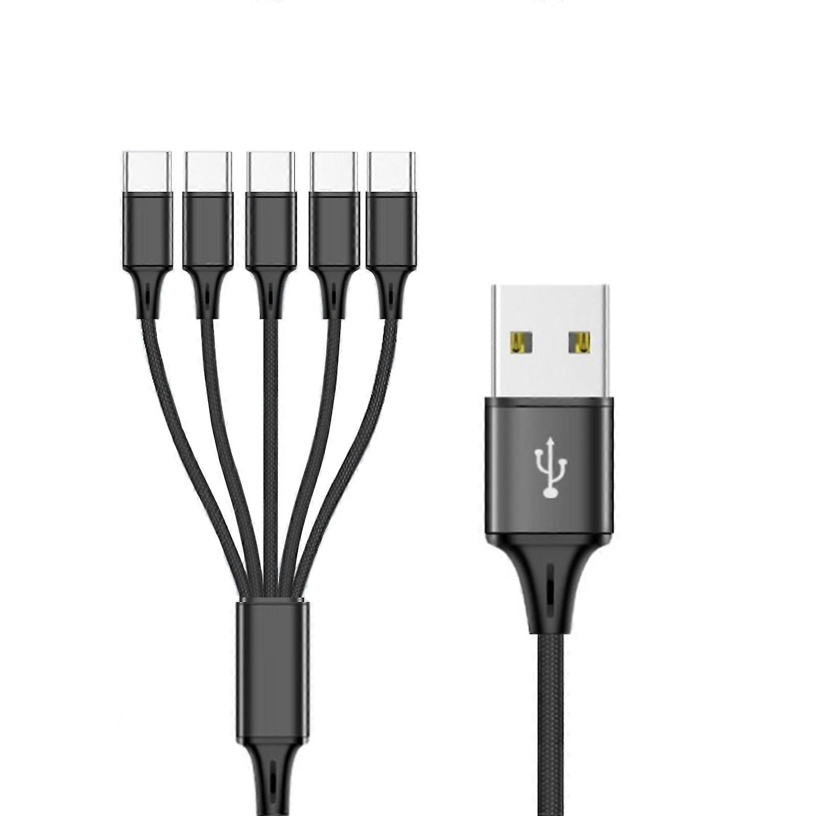 USB Multi Charging Cable 3/4/5 in1 Multiple Phone Charger Cord USB C Multi Cable with Type C Port for Phones Tablets
