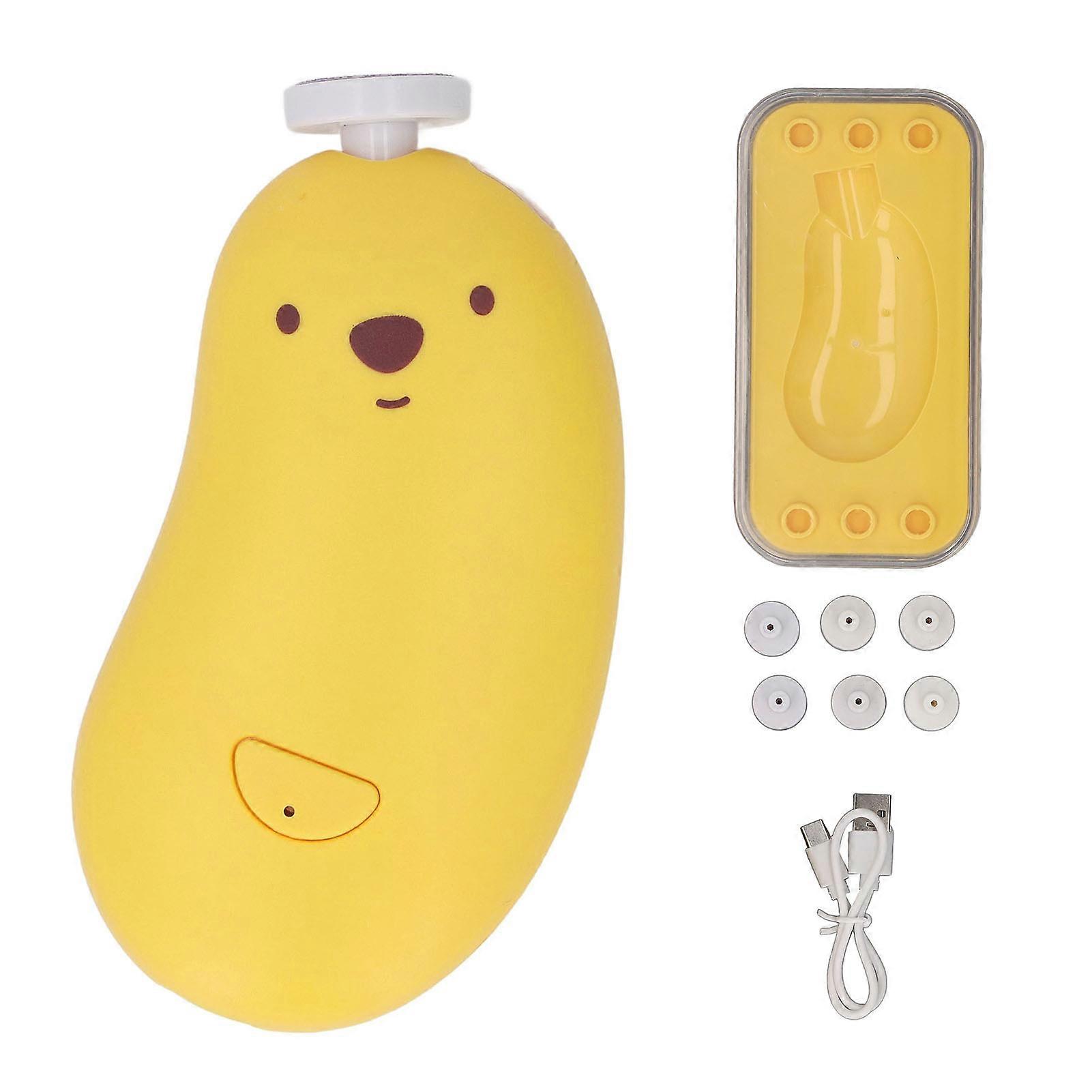 Baby Nail Trimmer Electric Gentle Baby Nail Clipper Multi Speed Rechargeable Portable Nail Grooming Care Kit with 6 Grinding Heads Yellow