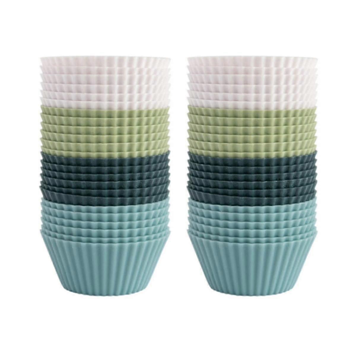 Silicone Baking Cups, Reusable Cupcake Liners,48 Pack Cake Molds, Standard Size Muffin Liners, Dish Edition