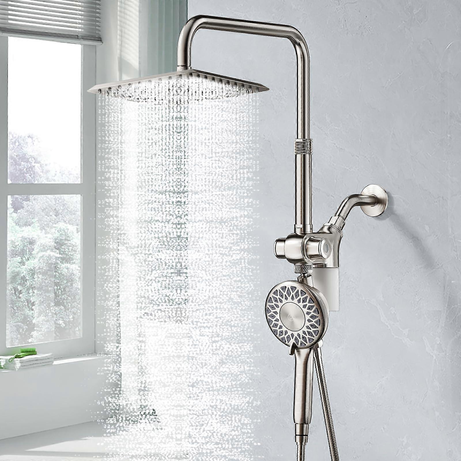 Filtered High Pressure Modern Magnetix Double Shower Head for Rain Shower Handheld Spray