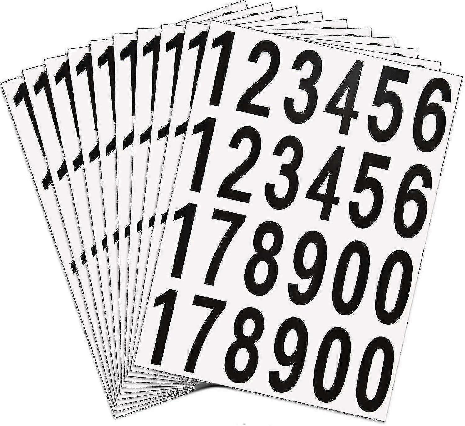 240 Pieces 10 Sheets Numbers Stickers Mailbox Numbers Self Adhesive Vinyl Numbers For Residence And Mailbox Signs (2 Inch, Black On White) H