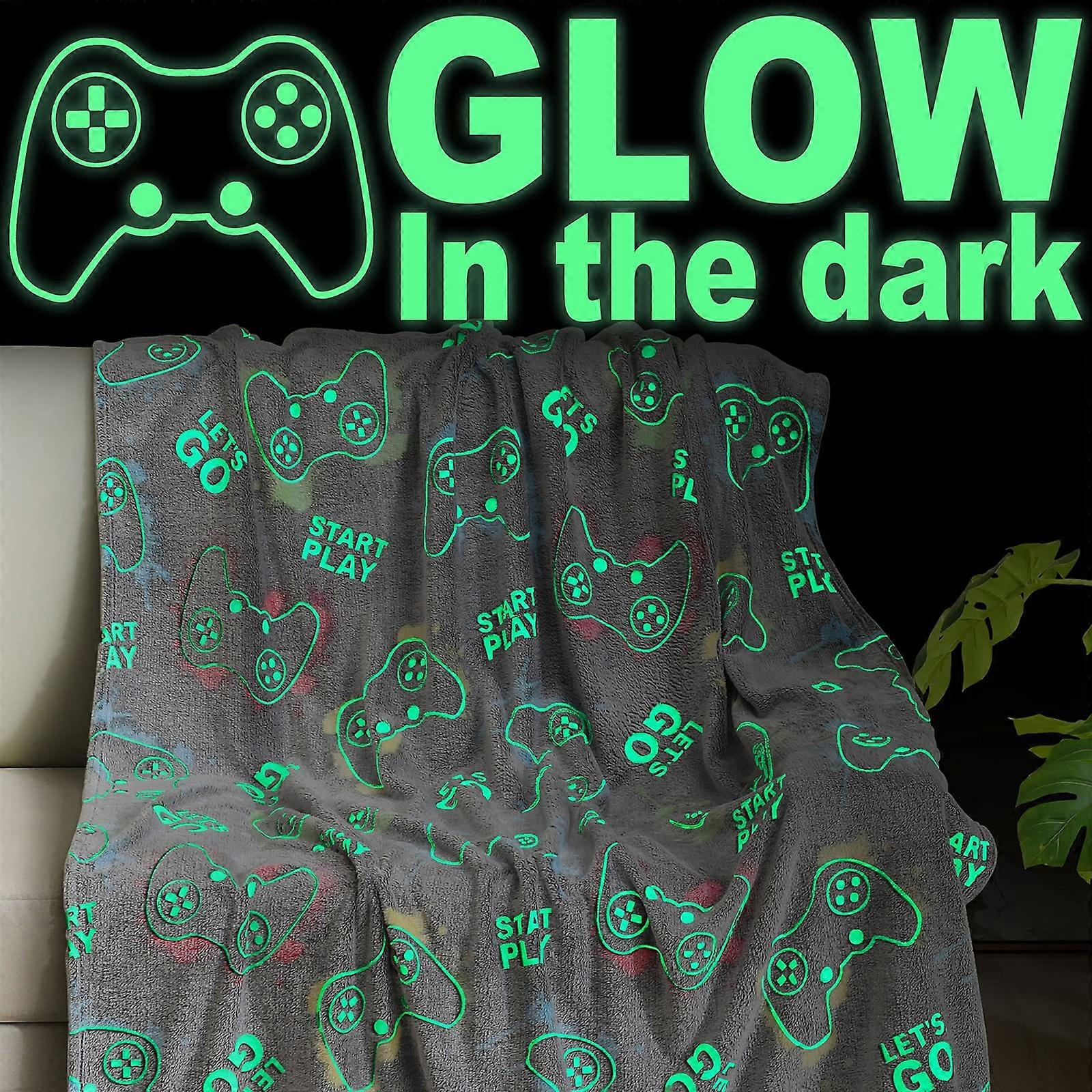 Glow in The Dark Gaming Blanket 50"x60" for Bedroom Decor, Soft Microfiber Material, Cozy Throw for Gamers