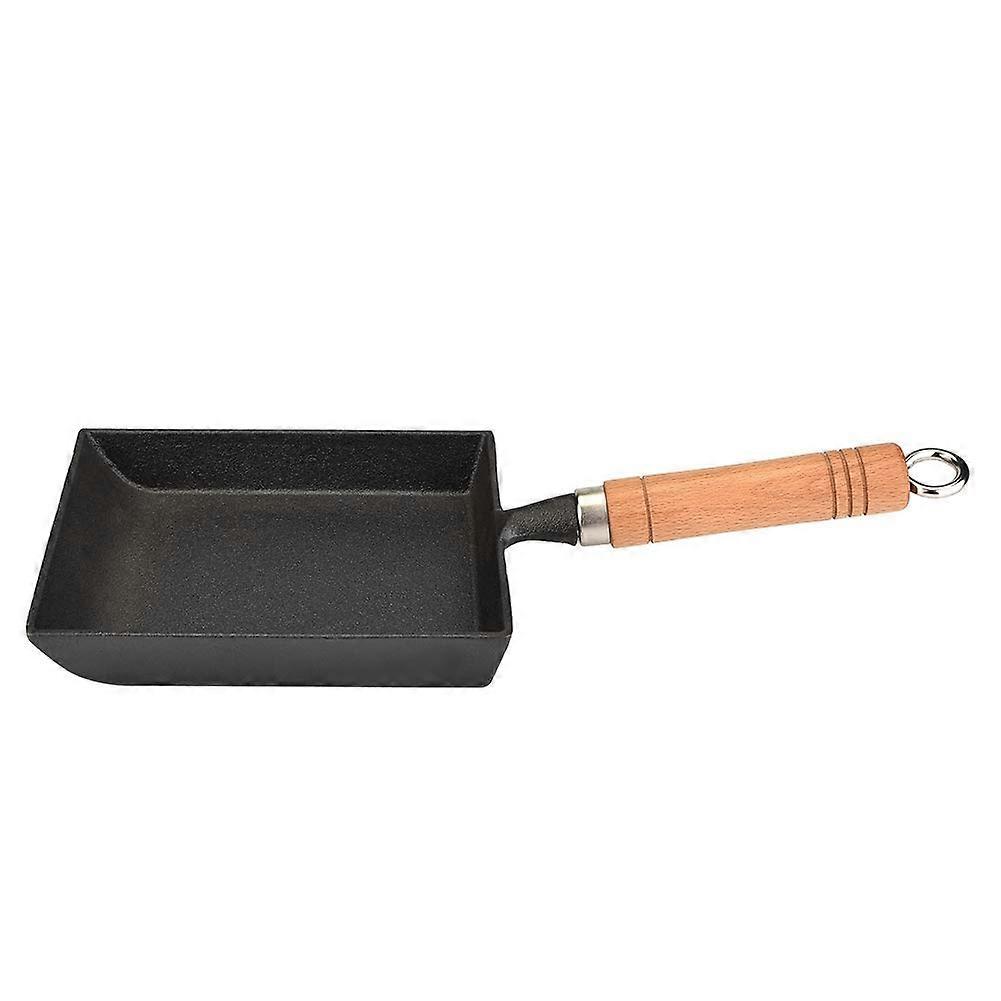 Tamagoyaki Japanese Omelette Pan, Mini Iron Egg Frying Pan with Wooden Handle, Compatible with Gas, Induction & Halogen Cooktops