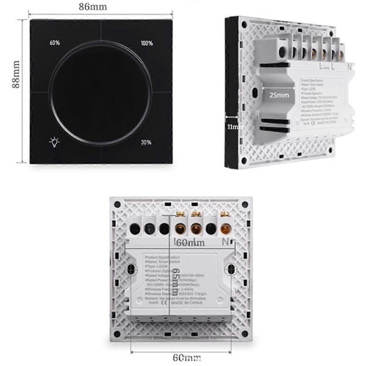 Unendlicher Knopf MOSFET Dimmer Regler Zigbee 3.0 PC Panel Wand Lichtschalter Digital LCD Hinterkante