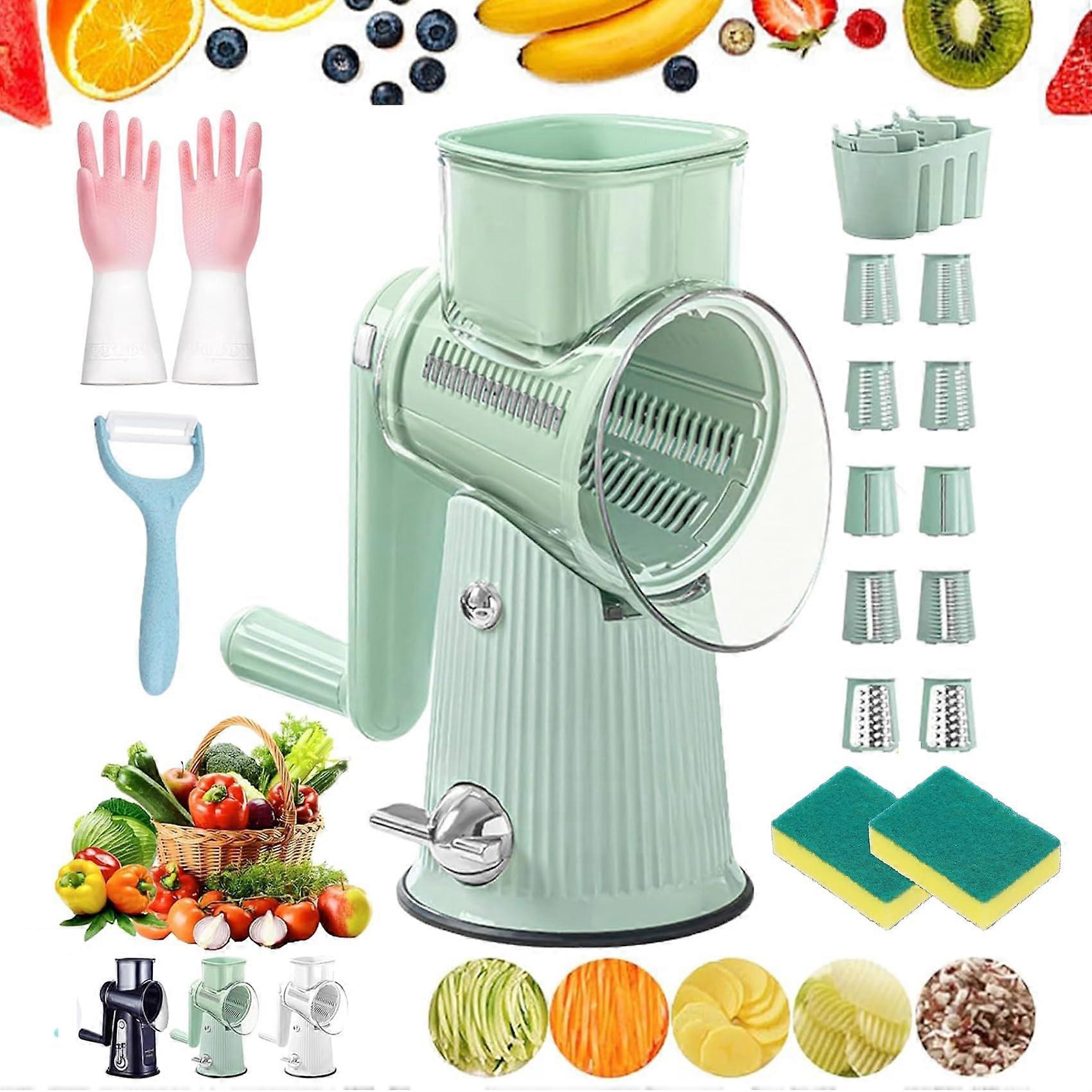 Le D'Affaires 5 In 1 Rotary Cheese Grater and Vegetable Slicer with Hand Crank and Storage Box, New 2025 Model