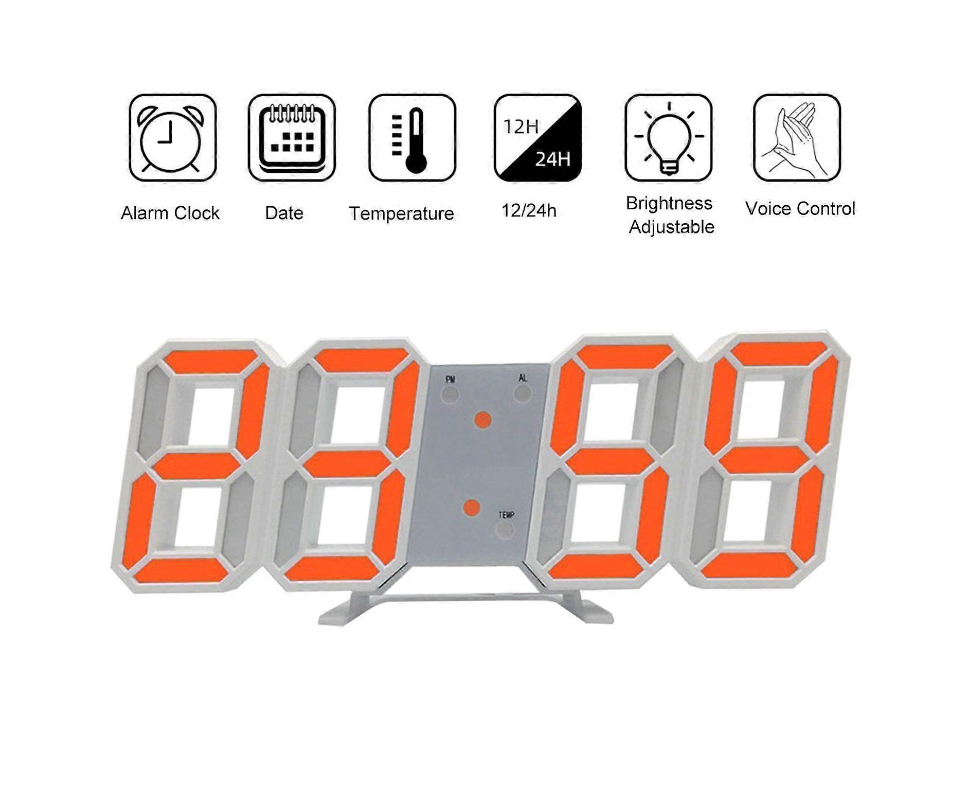 Stylish 3D LED Wall Clock with Temperature Display - Multi-Functional Digital Table Clock for Home & Office Decor
